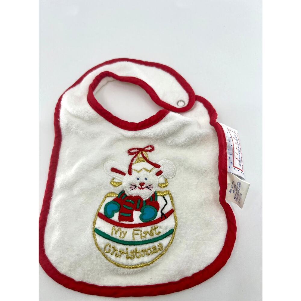 Vintage 1996 First Impressions My First Christmas Baby Bib WPL 8046